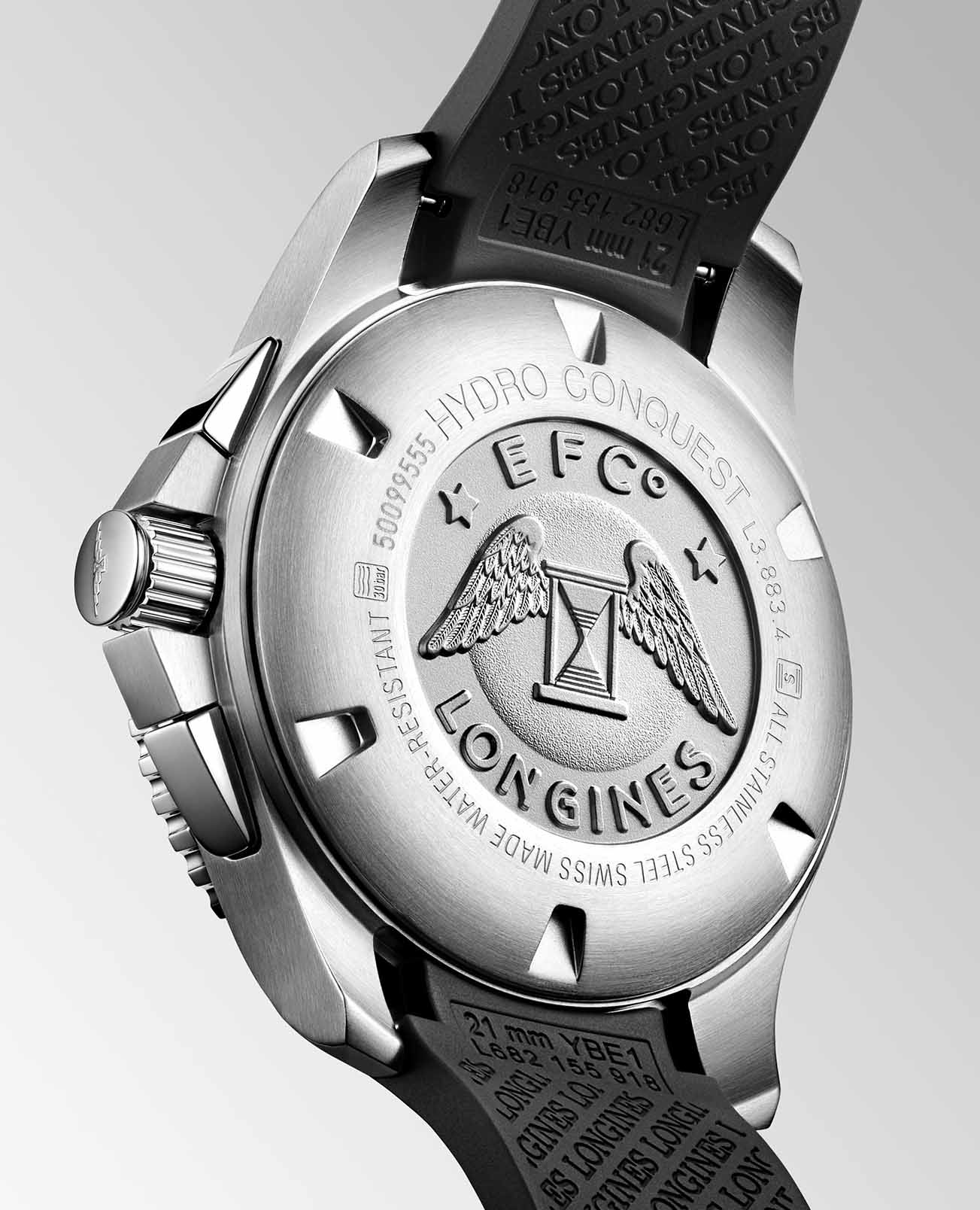 Longines Longines HydroConquest L3.883.4.56.9 мужские часы черный циферблат на запястье